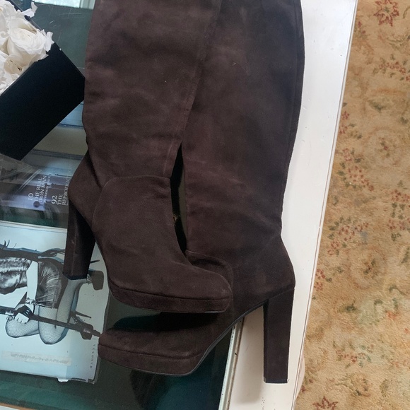 Stuart Weitzman brown suede knee boots - Picture 1 of 7